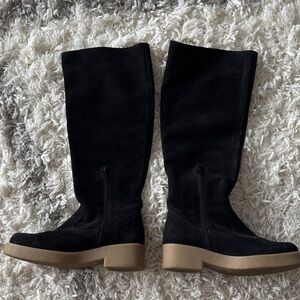 Free People Black Suede Knee-High Boots